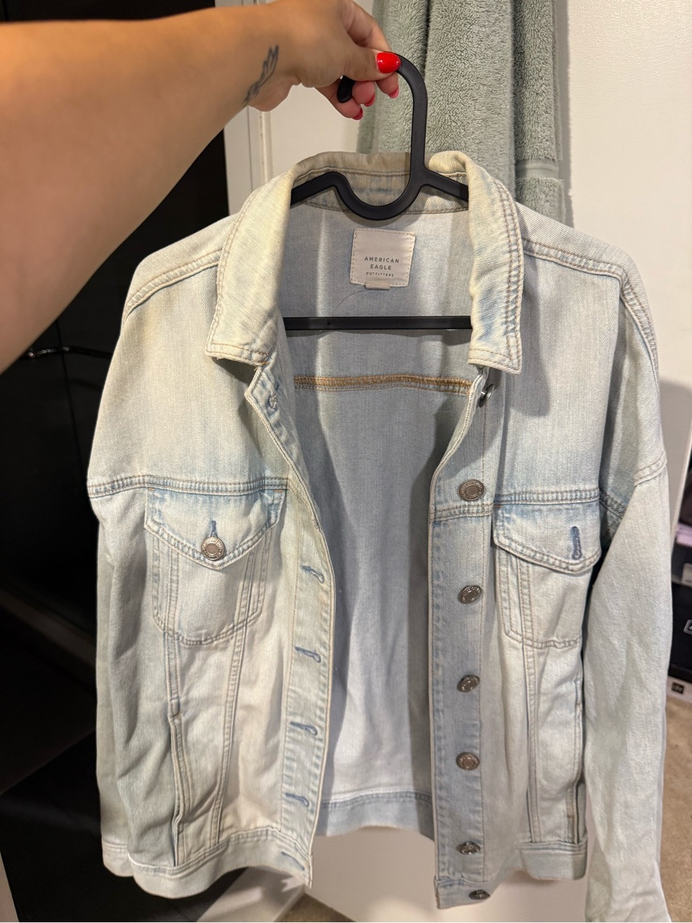 American Eagle Outfitters Washed Light Blue Denim Jacket